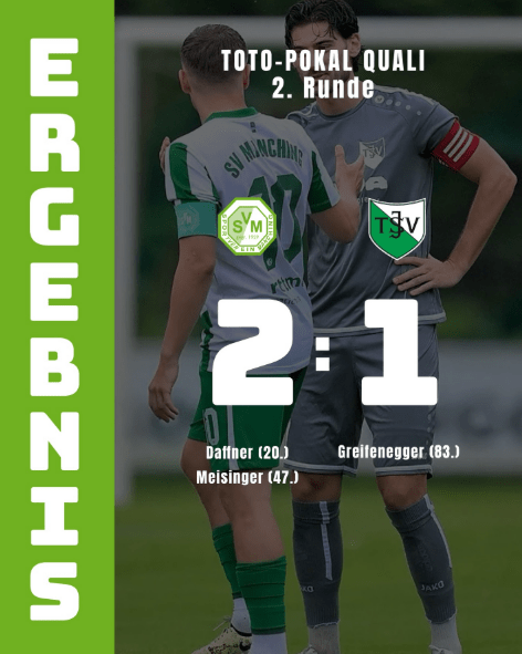 SV Manching nach 2:1-Heimsieg gegen Ligarivale TSV Jetzendorf in Runde drei